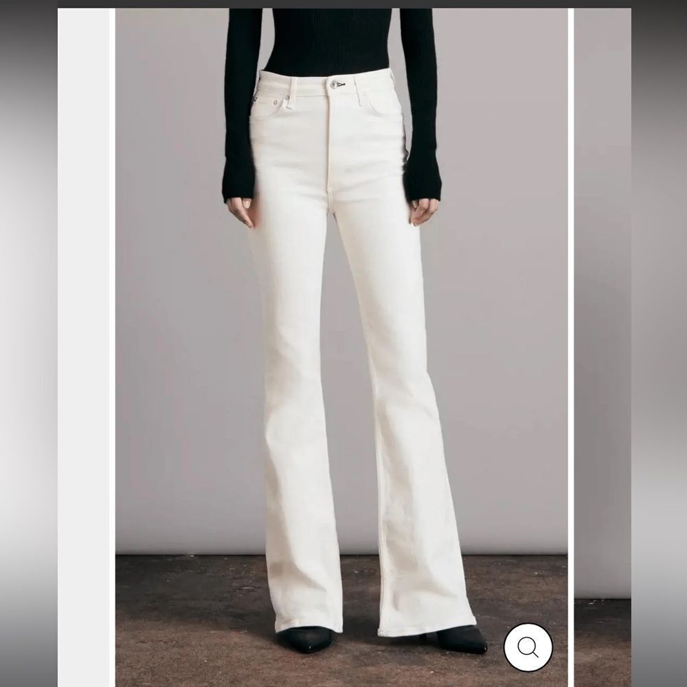 Rag & Bone Flare Wide Leg Jeans Ecru 25